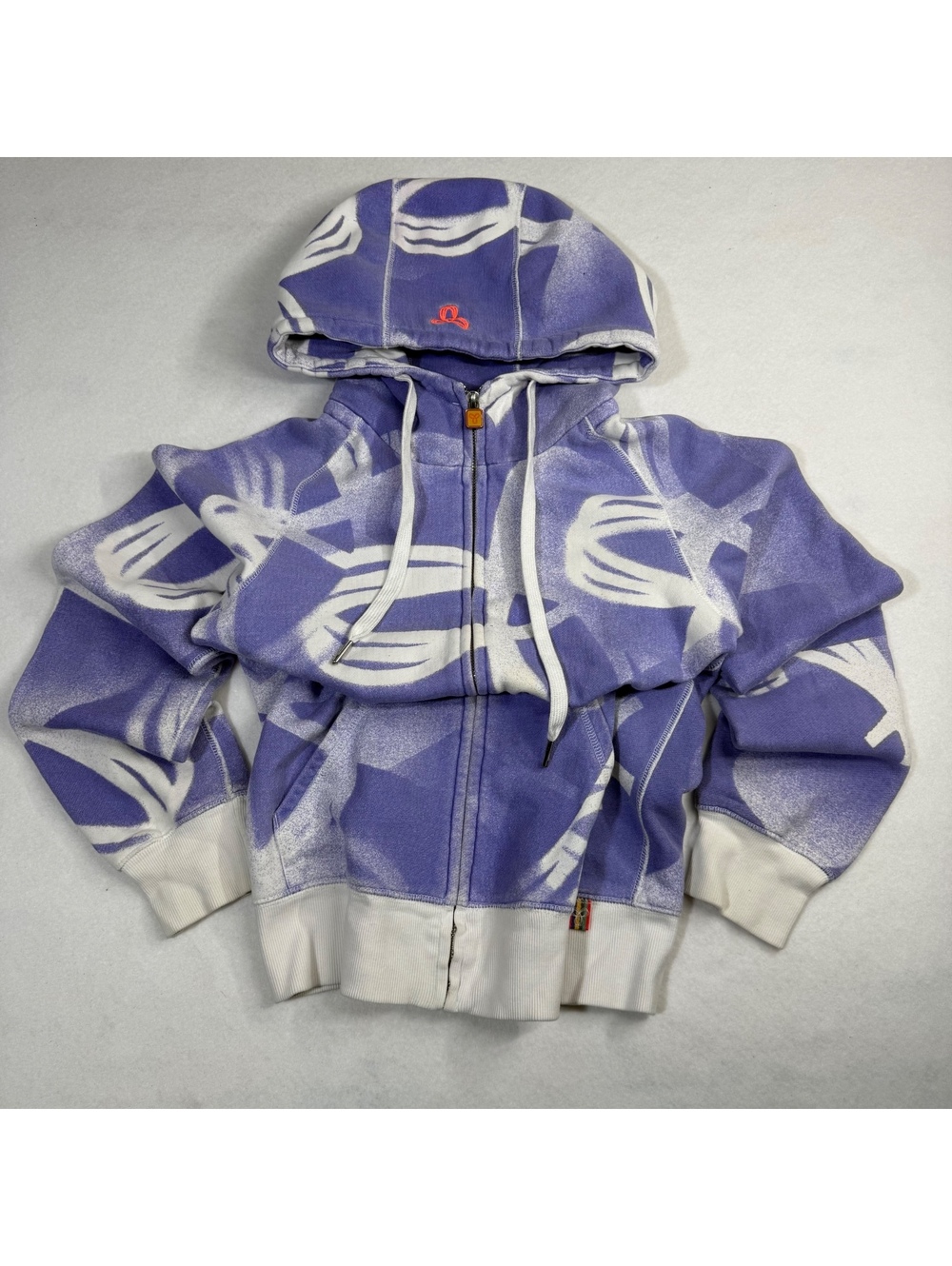 Y2K TNA Abstract Print Full Zip Hoodie Women's Purple White